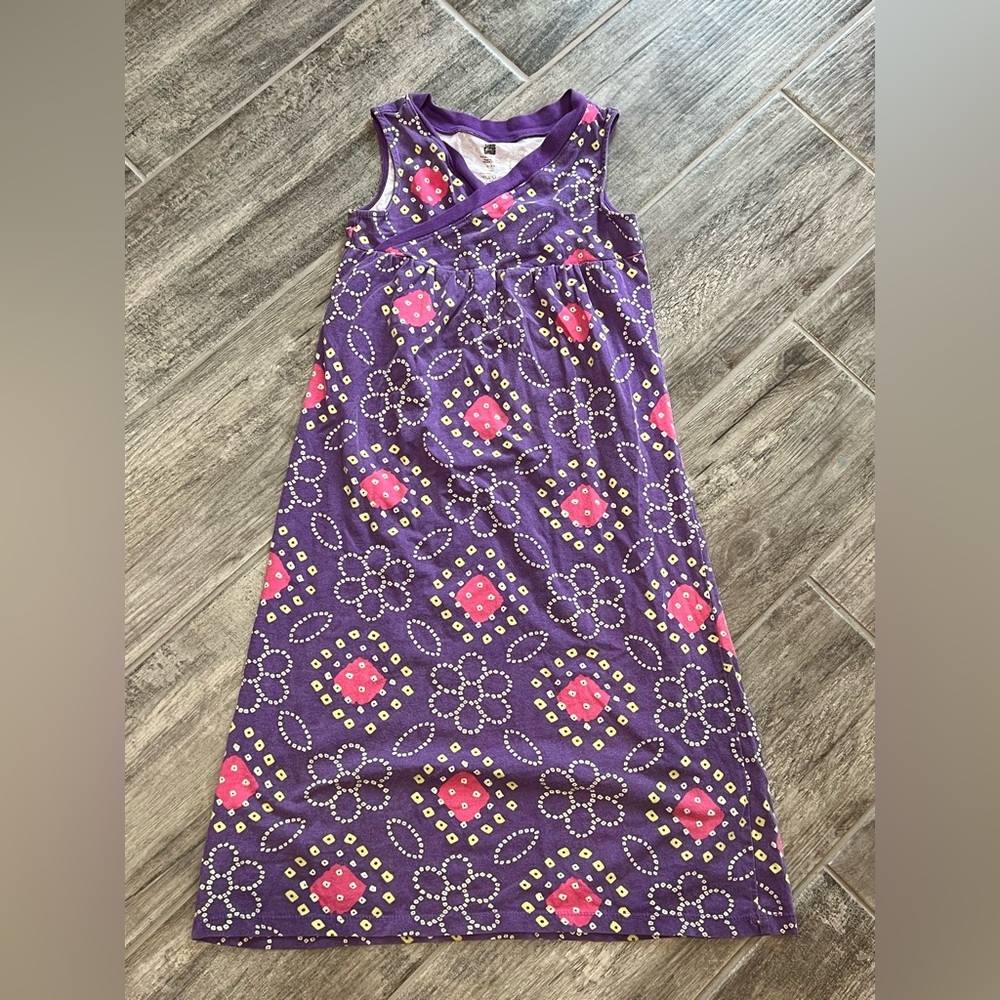 Tea Collection Girls Purple Pink Yellow Bandana Print Maxi Dress Size‎ 6-8